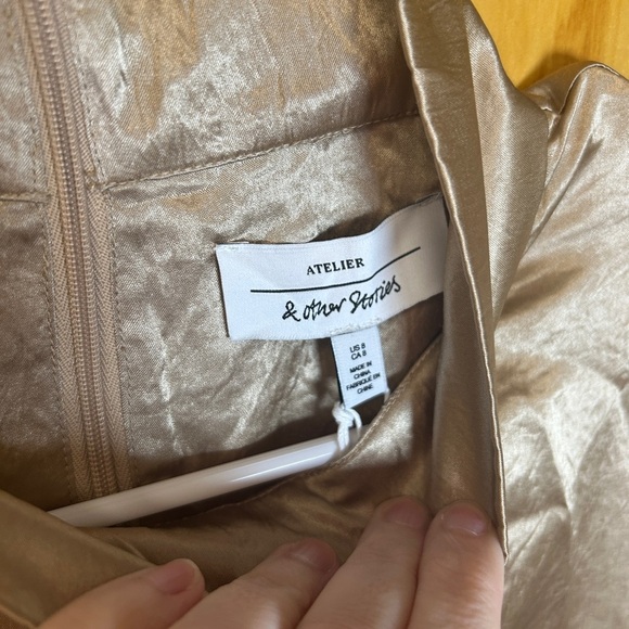 Metallic Long Sleeve Dress with Bell Cuffs - Picture 3 of 6